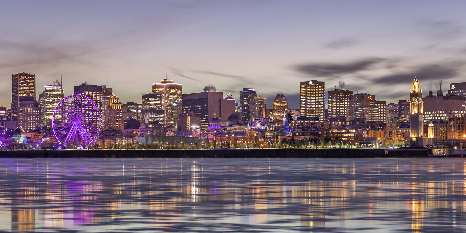 Vieux-Montréal et basilique Notre-Dame, représentant le marché local montréalais